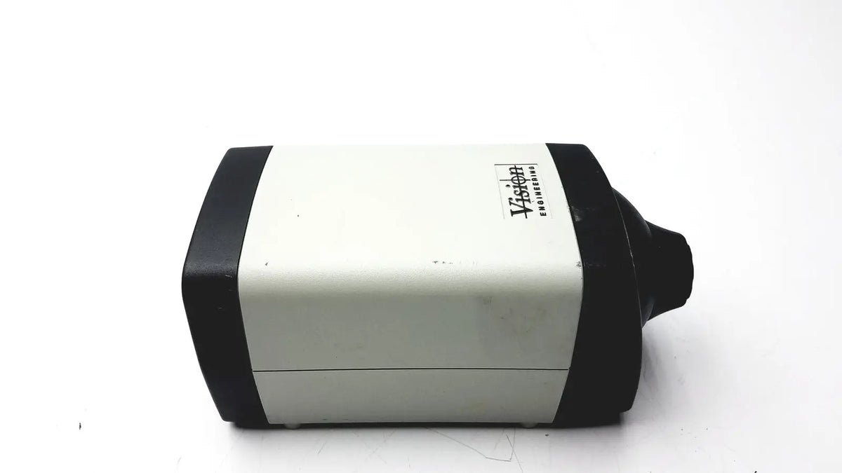 Black and white vistaprint branded vision engineering microscope camera head with rounded protrusion for imaging use