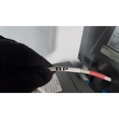 White cable with black bp branding and red insulating sleeve for reuse medical use in volcano s5 imaging operator’s manual