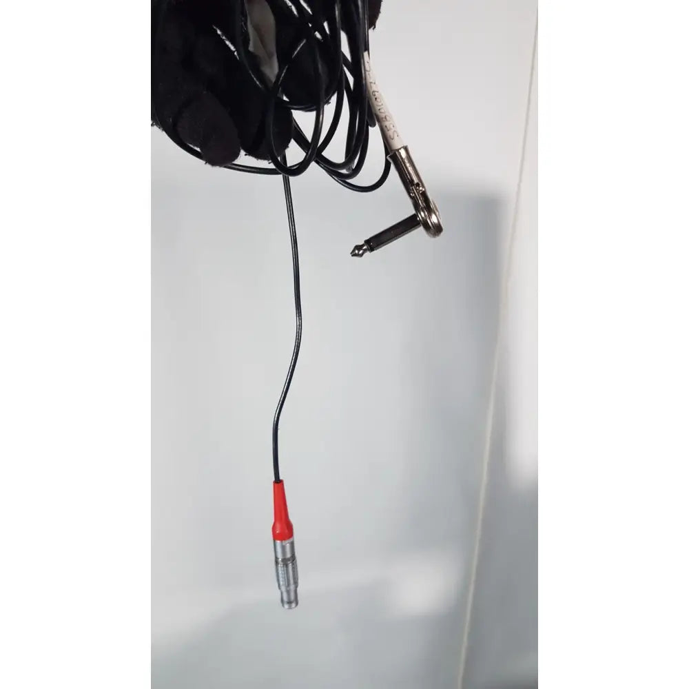 Black coiled cable with red silver connector and metal clip for reuse medical use in volcano s5 imaging operator’s manual