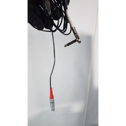 Black coiled cable with red silver connector and metal clip for reuse medical use in volcano s5 imaging operator’s manual