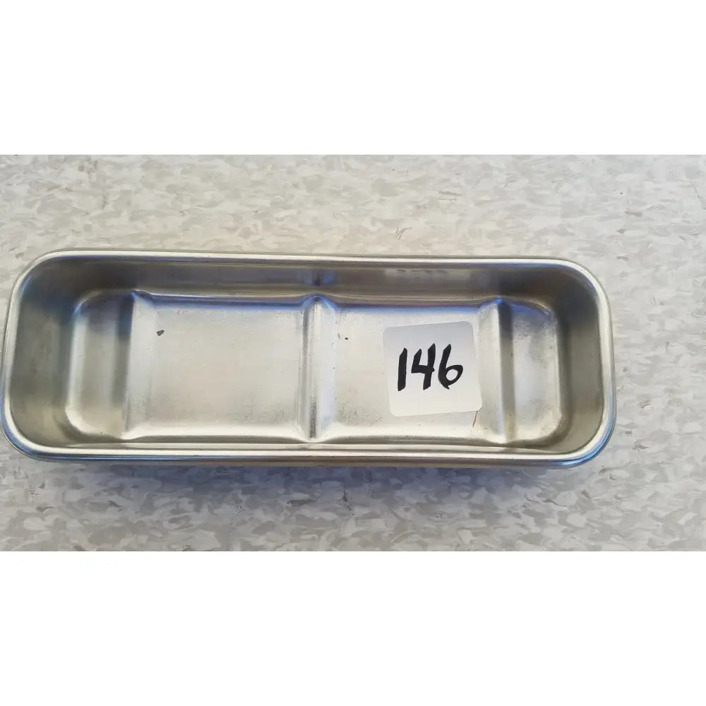 Vollrath 82830 rectangular stainless steel polished medical instrument tray with divided interior and numbered sticker