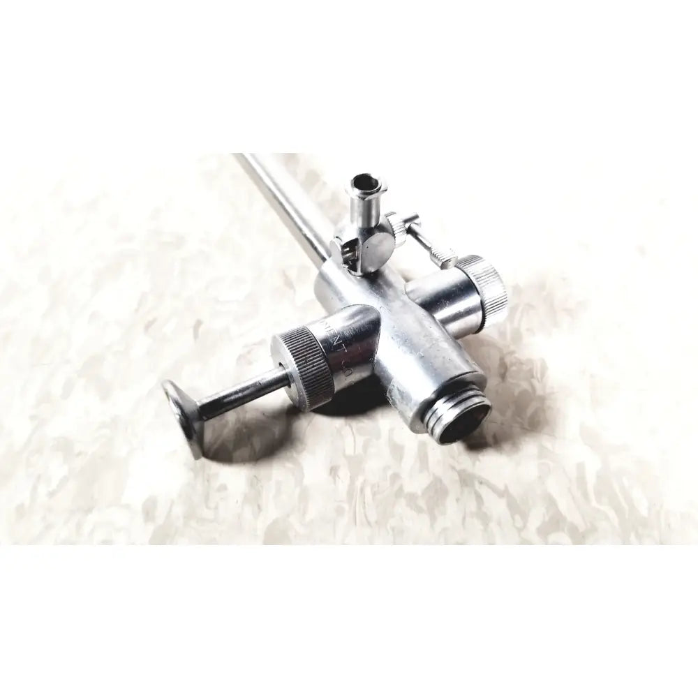 Silver metallic vwgh cat endoscope sheath with long slender shaft and multiple threaded connectors for reuse medical use