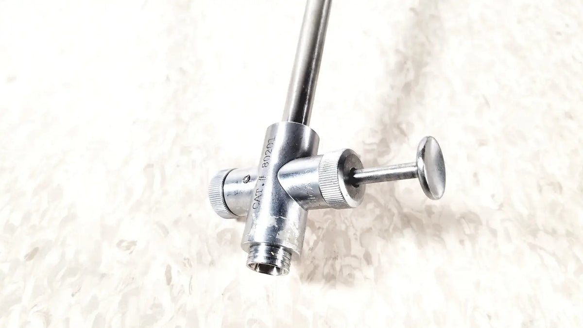 Silver metallic vwgh cat endoscope sheath with cylindrical shaft and adjustable knob for reuse medical applications