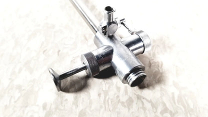 Silver metallic vwgh cat endoscope sheath with long slender shaft and multiple threaded connectors for reuse medical use