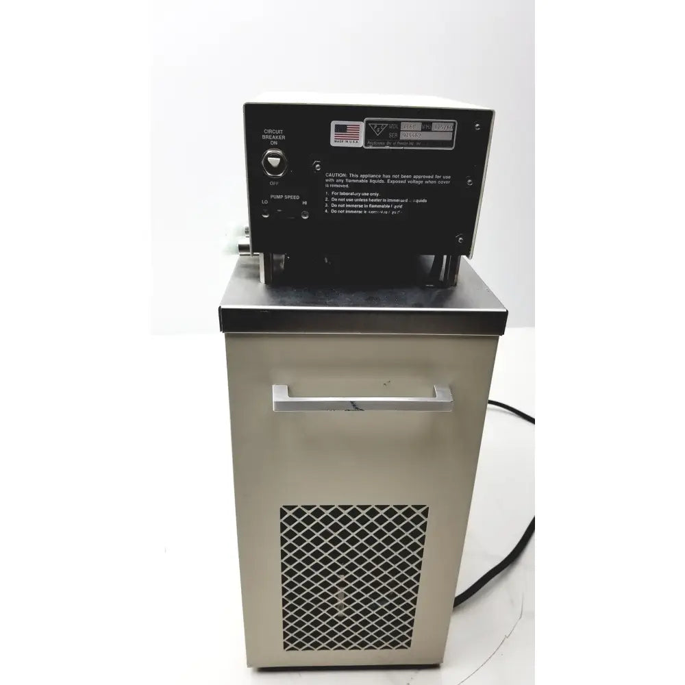 Industrial-grade stainless steel vwr scientific 1160 recirculating water bath with black control panel and silver handle