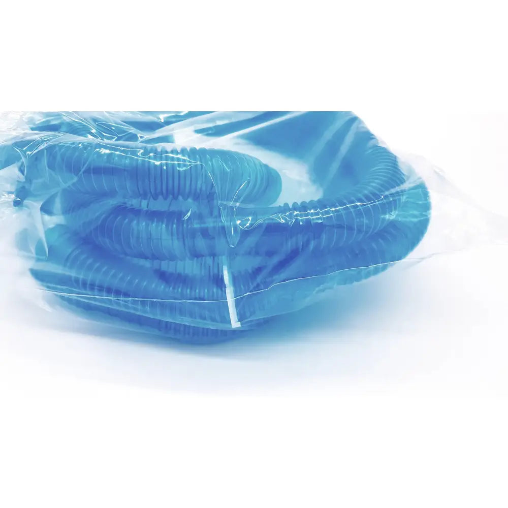 Blue corrugated plastic pool cleaning hose in clear packaging for vyaire 0y1778 airlife ventilator circuit use