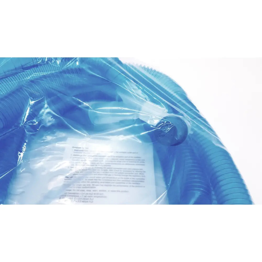 Blue inflatable pool cleaner hose wrapped in clear plastic packaging for vyaire 0y1778 airlife ventilator circuit