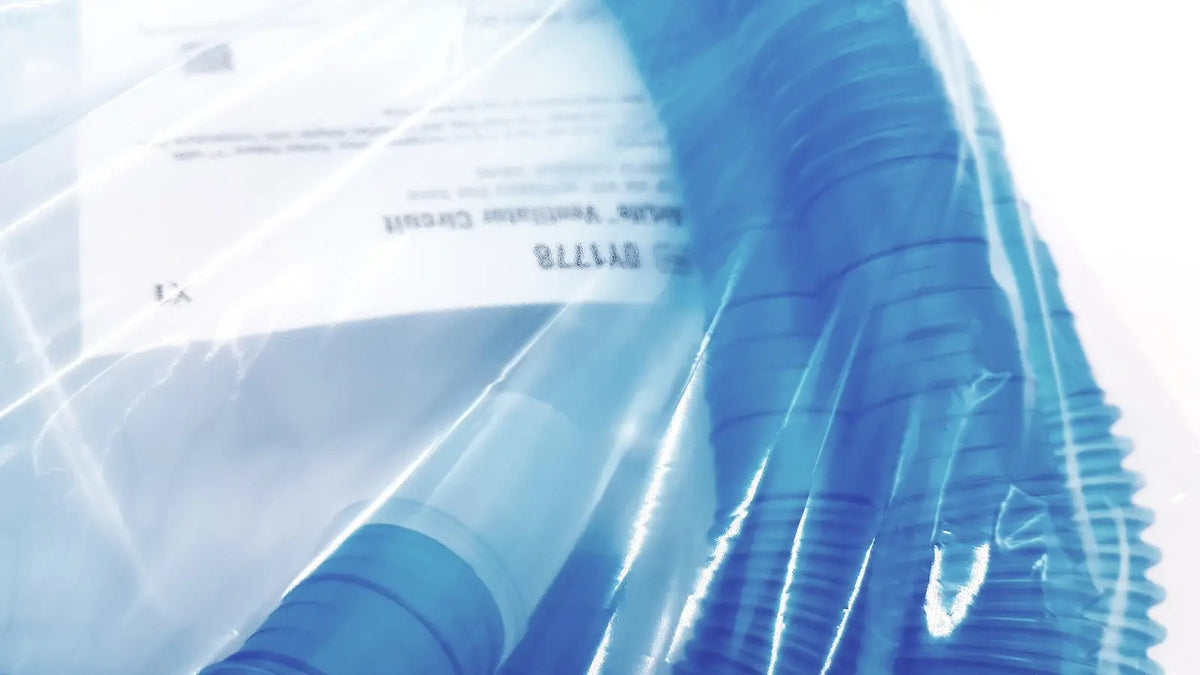 Blue corrugated plastic tubing in clear packaging for vyaire 0y1778 airlife ventilator circuit product
