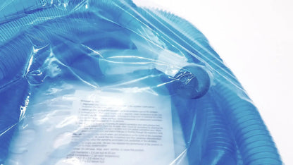 Blue inflatable pool cleaner hose wrapped in clear plastic packaging for vyaire 0y1778 airlife ventilator circuit