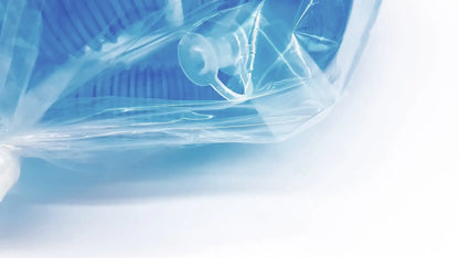 Blue plastic vyaire 0y1778 airlife ventilator circuit bag with clear top showing internal components for respiratory use