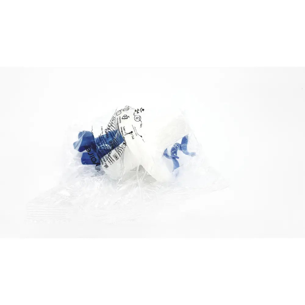 White and blue medical syringes wrapped in clear plastic packaging by vyaire medical gmbh for sterile use