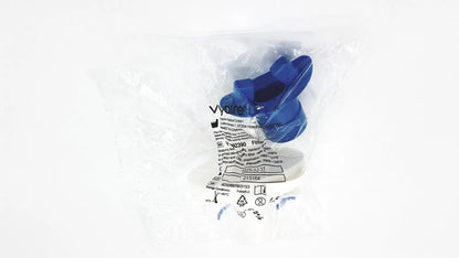 Blue plastic medical filter in clear packaging by vyaire medical gmbh designed for reuse medical applications