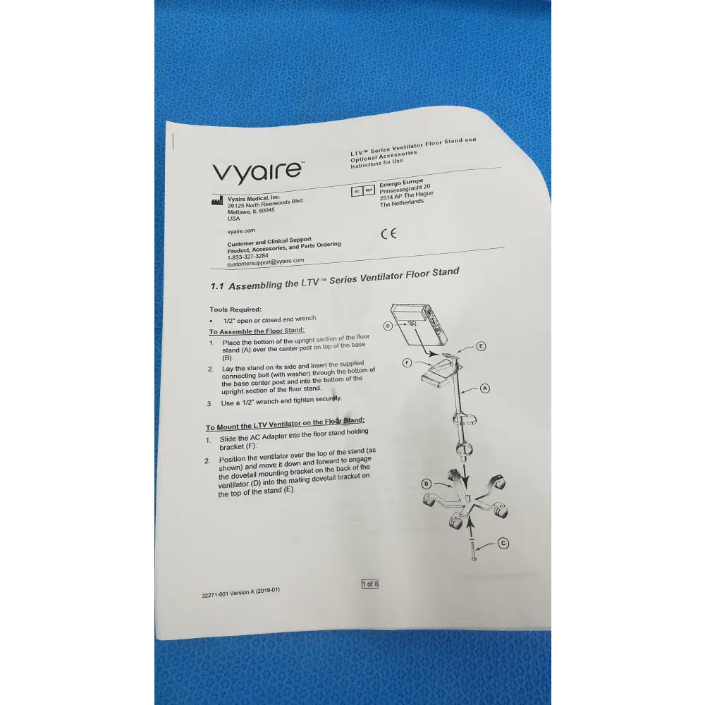 Vyaire Medical LTV Series Ventilator Floor Stand - Floor stand / mobile support frame