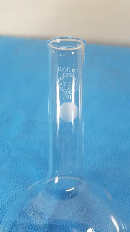 VYCOR 1000mL Long Neck Round Bottom Flask – Borosilicate Laboratory Glassware Laboratory Glassware, second-hand product photo 2