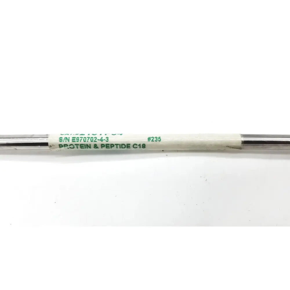 Silver cylindrical laboratory vial labeled protein and peptide c18 for vydac peptide c18 column e970702-4-3
