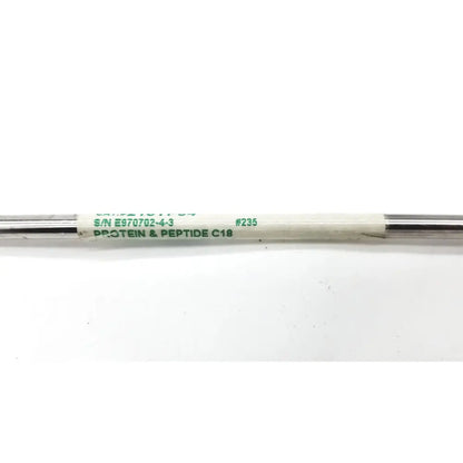 Silver cylindrical laboratory vial labeled protein and peptide c18 for vydac peptide c18 column e970702-4-3