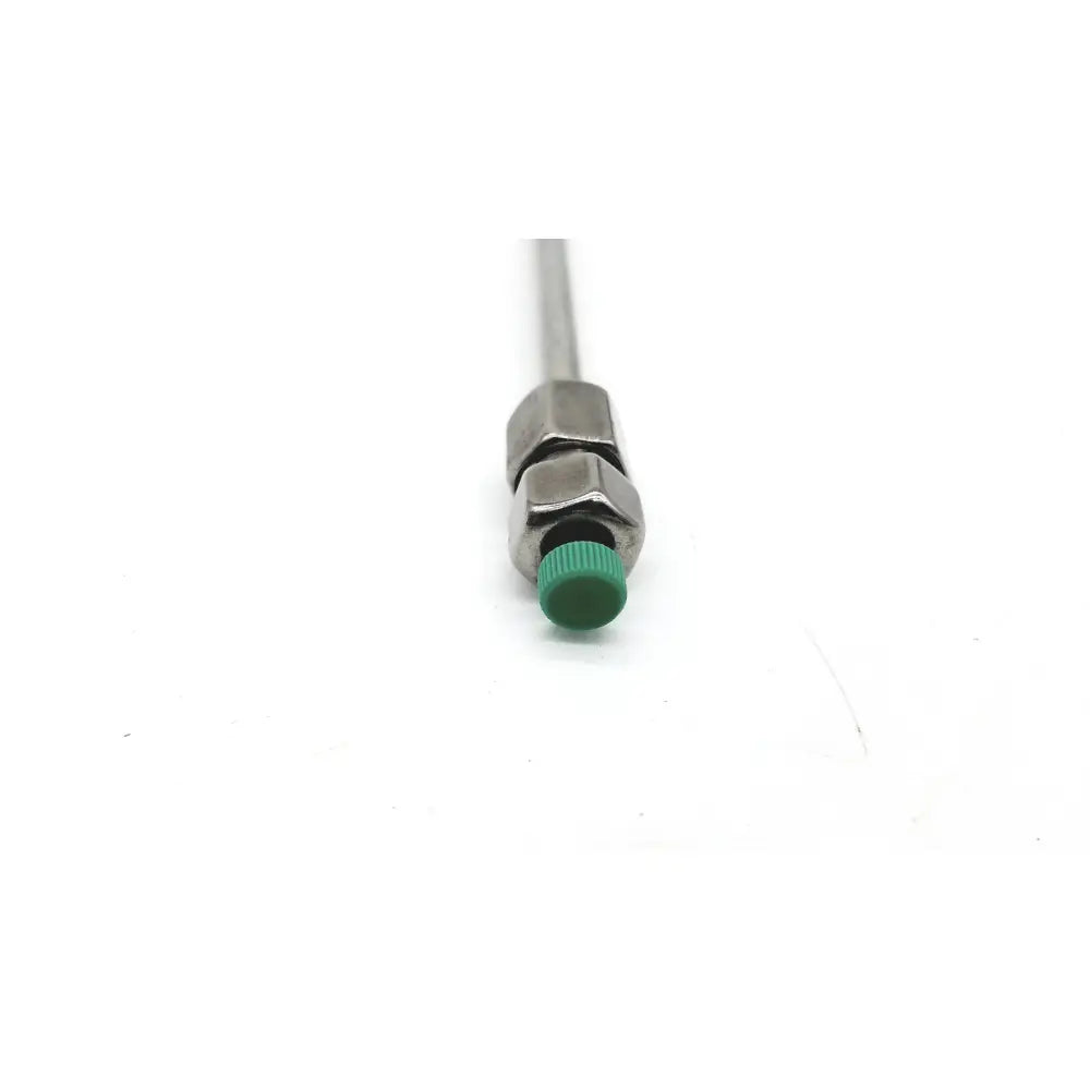 Metallic surgical instrument with green plastic cap for vydac peptide c18 column e970702-4-3 model