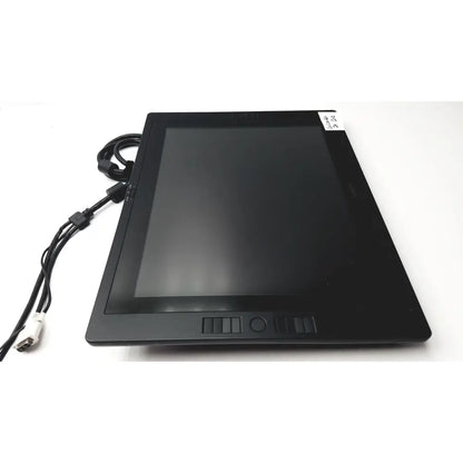 Black wacom cintinq 21ux digital drawing tablet with matte finish and integrated control buttons along bottom edge