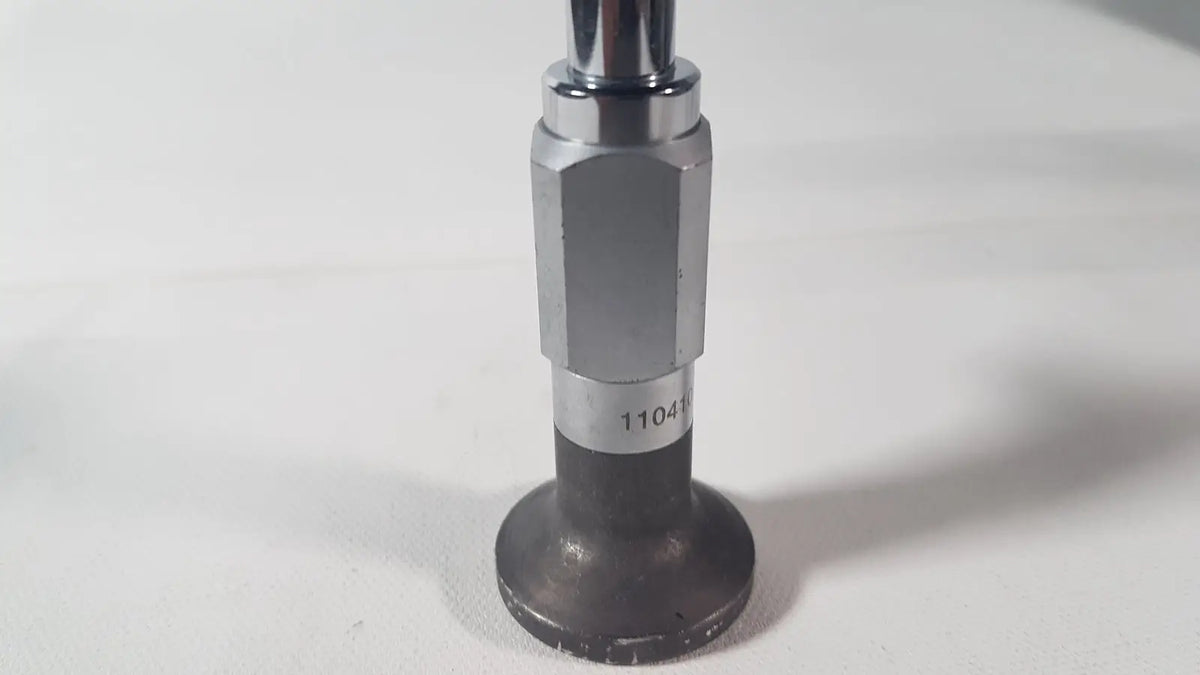 Metallic valve stem with hexagonal midsection and flat darkened base for Weck 110410 laparoscope 0 degree scope reuse medical use