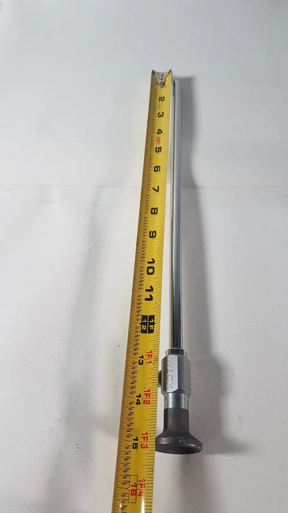 Silver metallic precision screwdriver with black rubberized grip and engraved markings for reuse medical degree scope maintenance