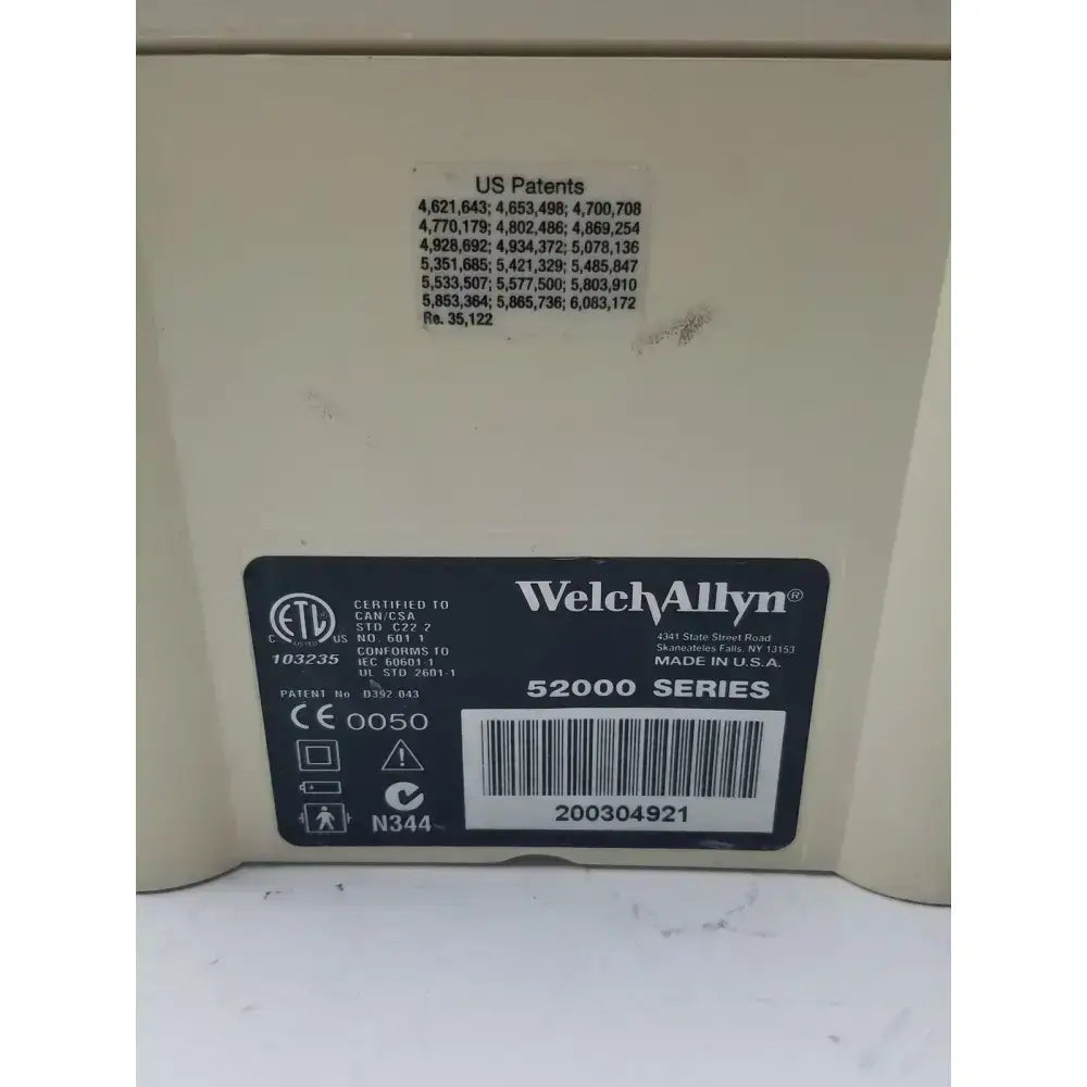 Welch Allyn 52000 Series Vital Signs Monitor Vital Signs Monitor, as-is (for parts) product photo 11