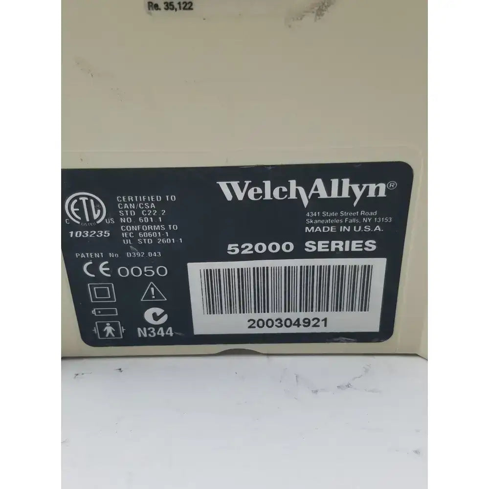 Welch Allyn 52000 Series Vital Signs Monitor Vital Signs Monitor, as-is (for parts) product photo 9