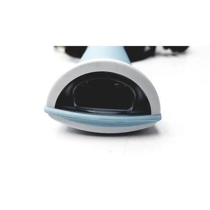 Light blue and white plastic handheld steam iron with rounded dome-shaped nozzle for welch allyn 6000-916hs barcode scanner