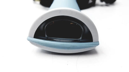 Light blue and white plastic handheld steam iron with rounded dome-shaped nozzle for welch allyn 6000-916hs barcode scanner
