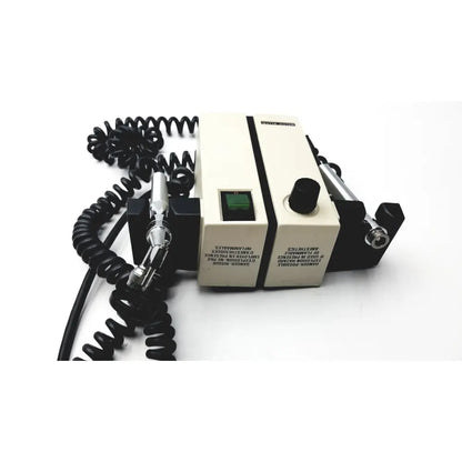 Beige and black welch allyn wall transformer ophthalmoscope otoscope with chrome nozzle and coiled cord