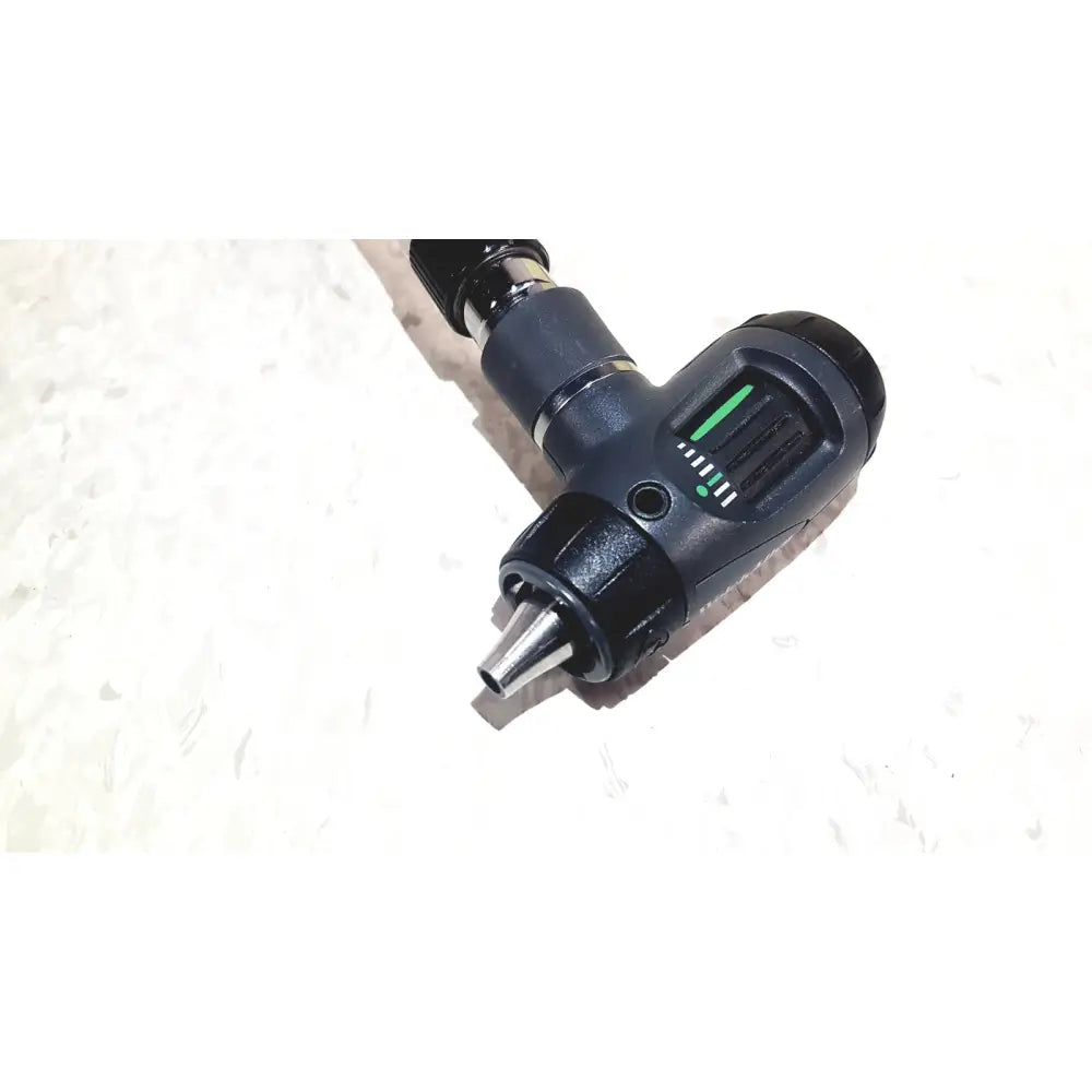 Black and silver angled drill with green power indicator light compatible with welch allyn 767 series transformer diagnostic wall transformer