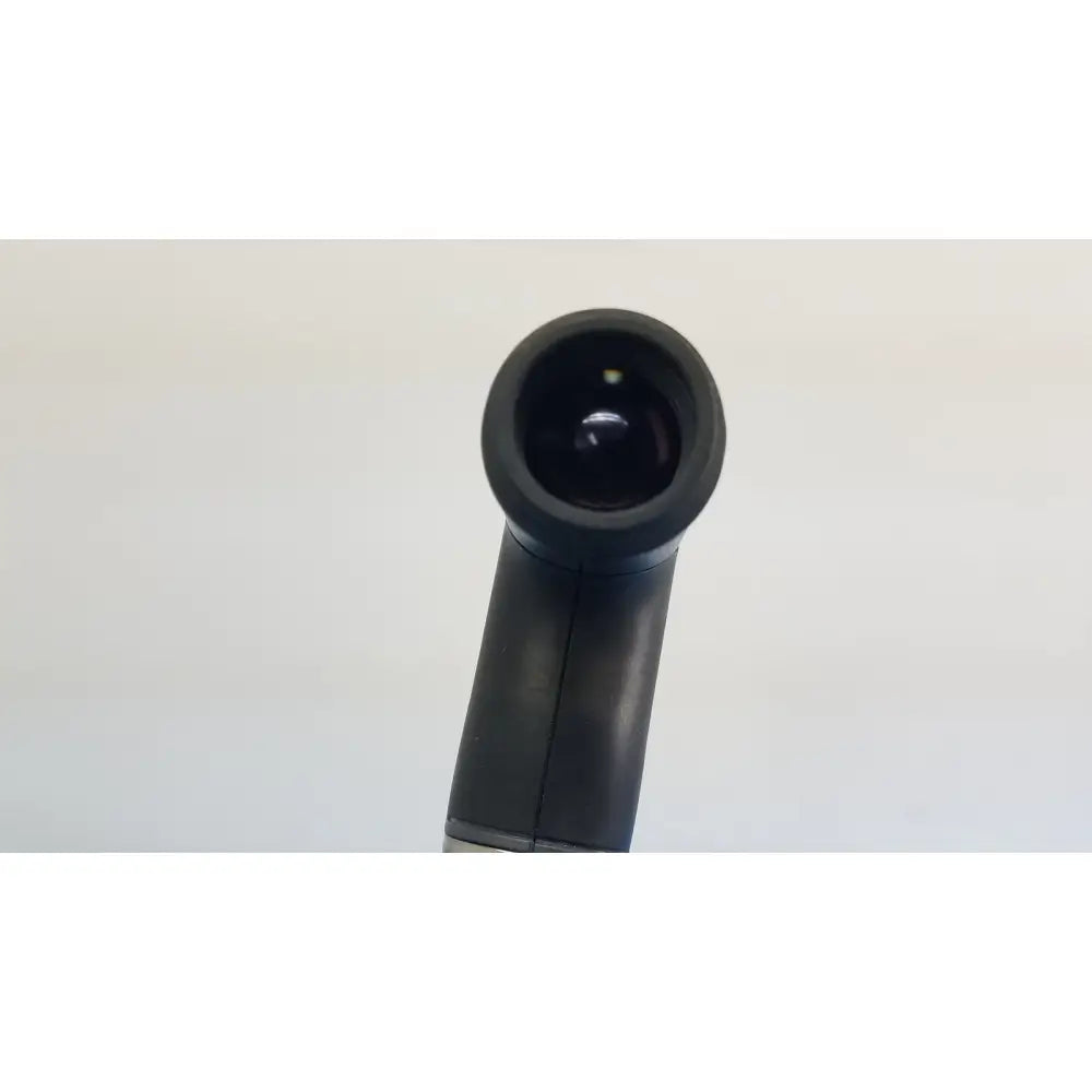 Black cylindrical camera lens with matte finish and circular aperture for welch allyn 767 series wall transformer use