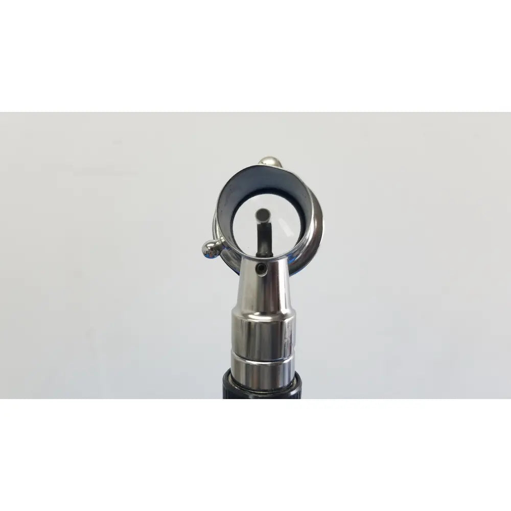 Silver-toned welch allyn otoscope with circular lens and adjustable headpiece for wall transformer reuse medical setup