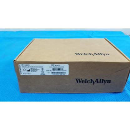 Brown cardboard box with welch allyn branding and white label for kleenspec cordless led illumination system product info