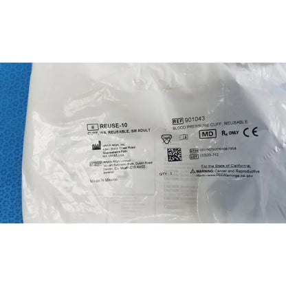 White plastic-wrapped welch allyn small adult blood pressure cuff in medical packaging for blood pressure use