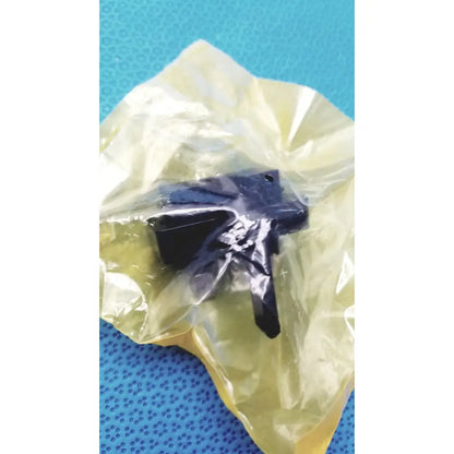 Black plastic adapter for welch allyn 9600 plus calibration tester enclosed in transparent yellow protective bag