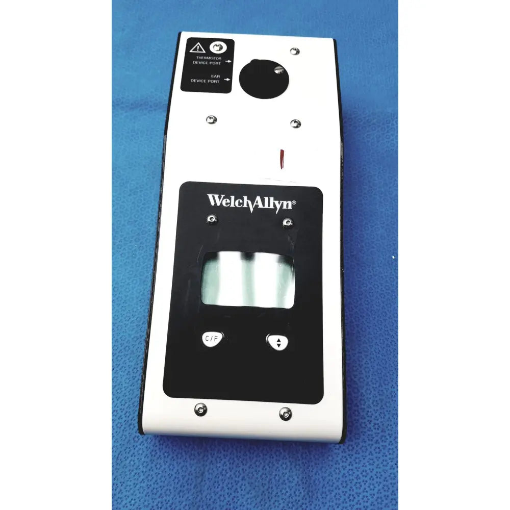 Welch Allyn 9600 plus calibration tester in white with black panel silver screws and central transparent window