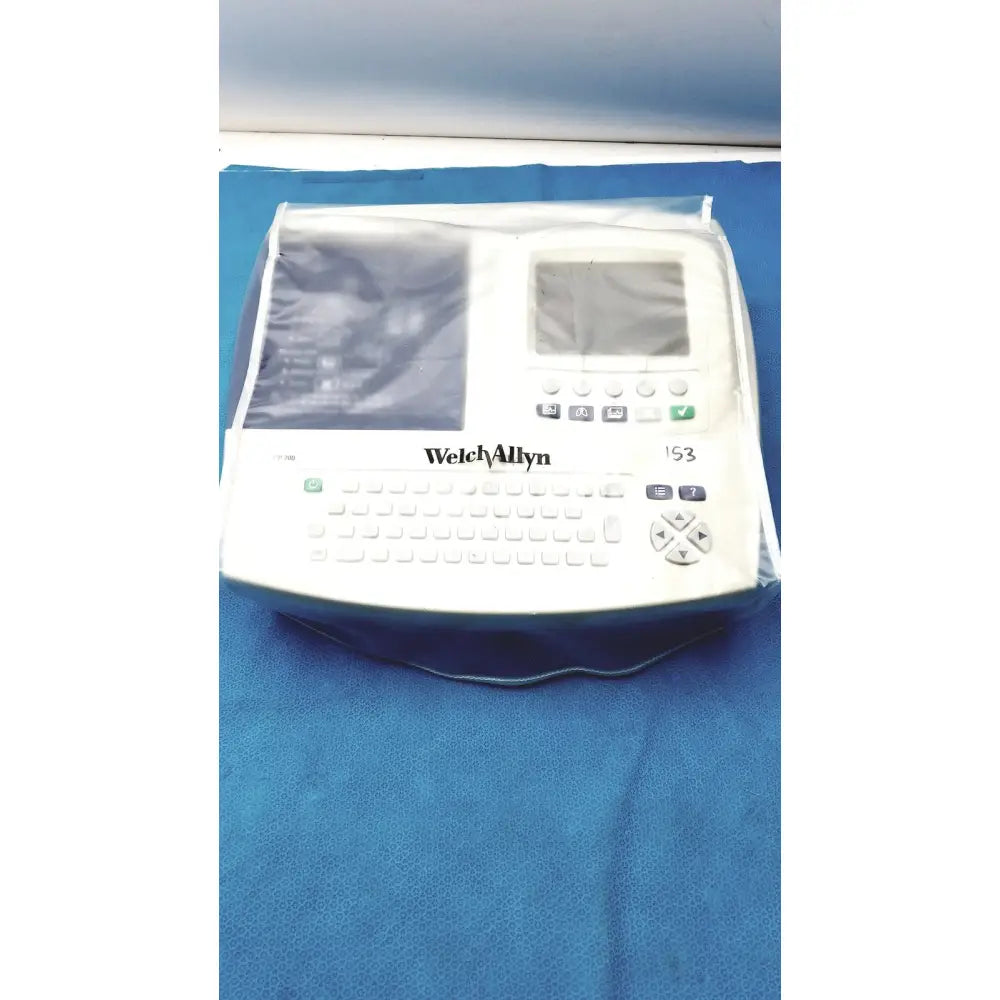 White welch allyn cp200 ekg monitor with touchscreen display keyboard and control buttons for cardiac monitoring