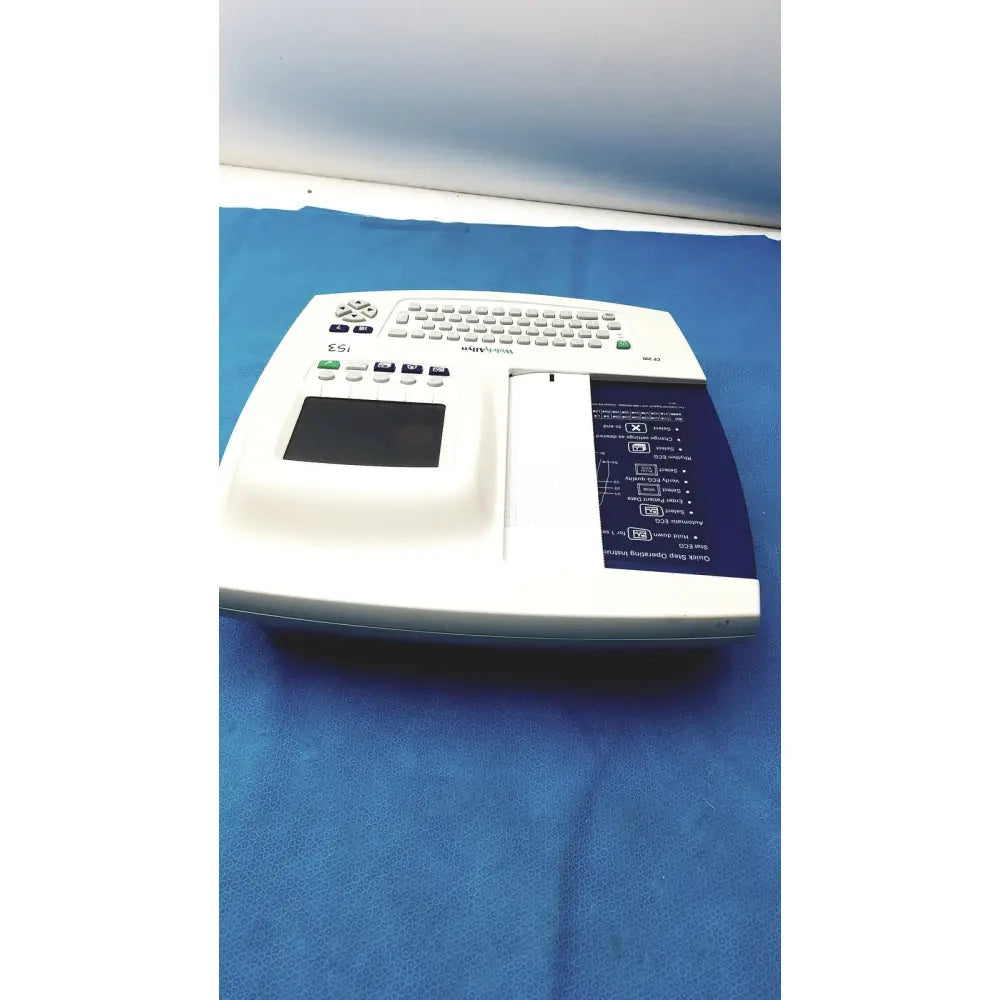 White ssi medtronic welch allyn cp200 ekg monitor with built-in keyboard touchpad and paper output slot