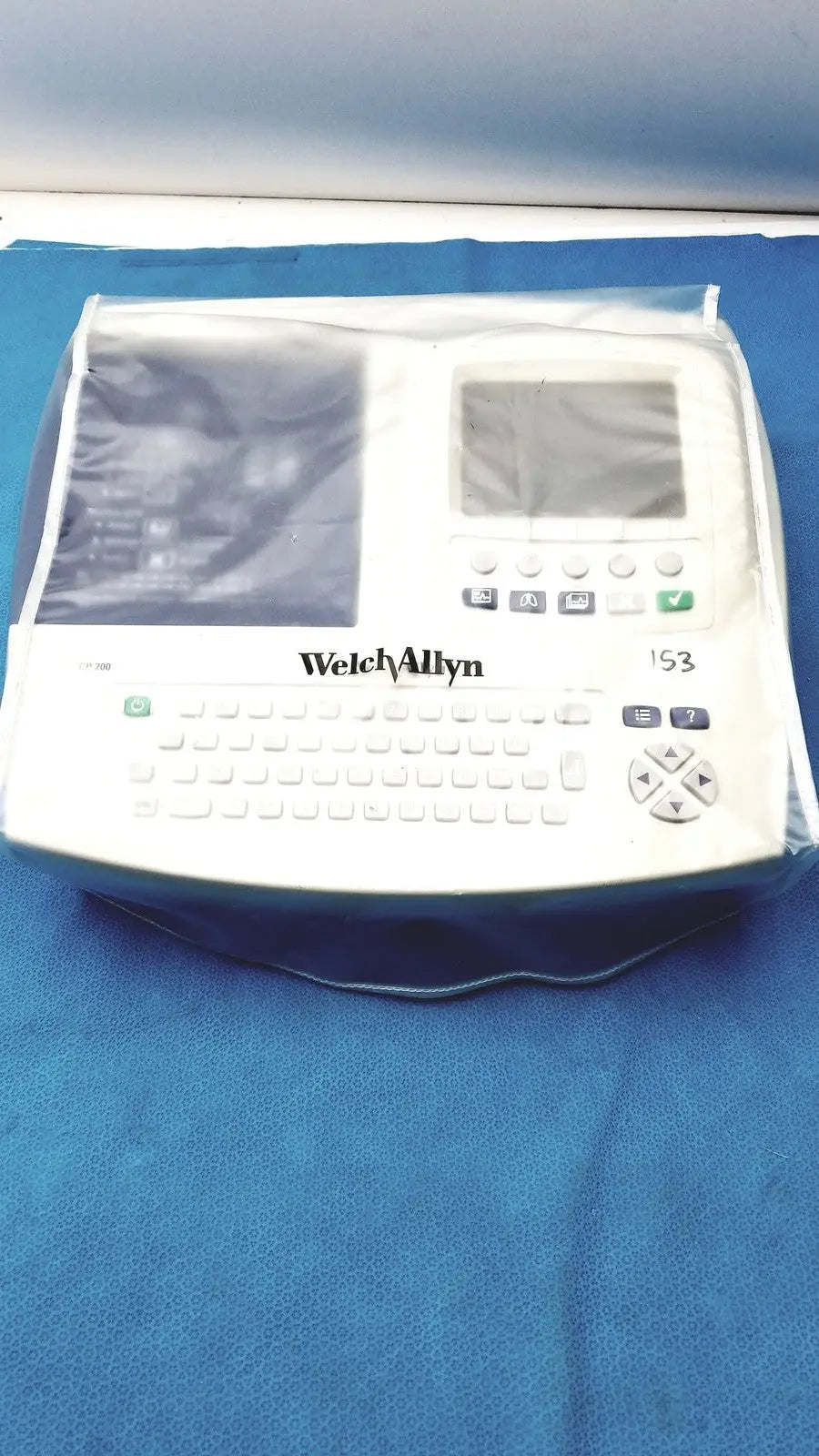 White welch allyn cp200 ekg monitor with touchscreen display keyboard and control buttons for cardiac monitoring