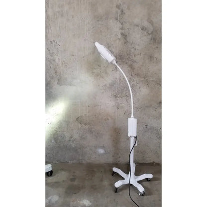 Welch Allyn GS 600 exam light with white adjustable floor lamp, flexible neck, and rolling stand with wheeled base