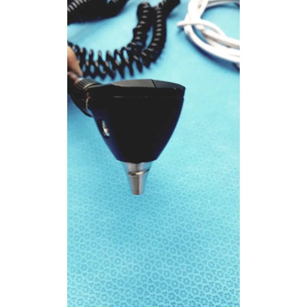 Black otoscope with metallic tip and coiled cable for welch allyn wall transformer ophthalmoscope otoscope system