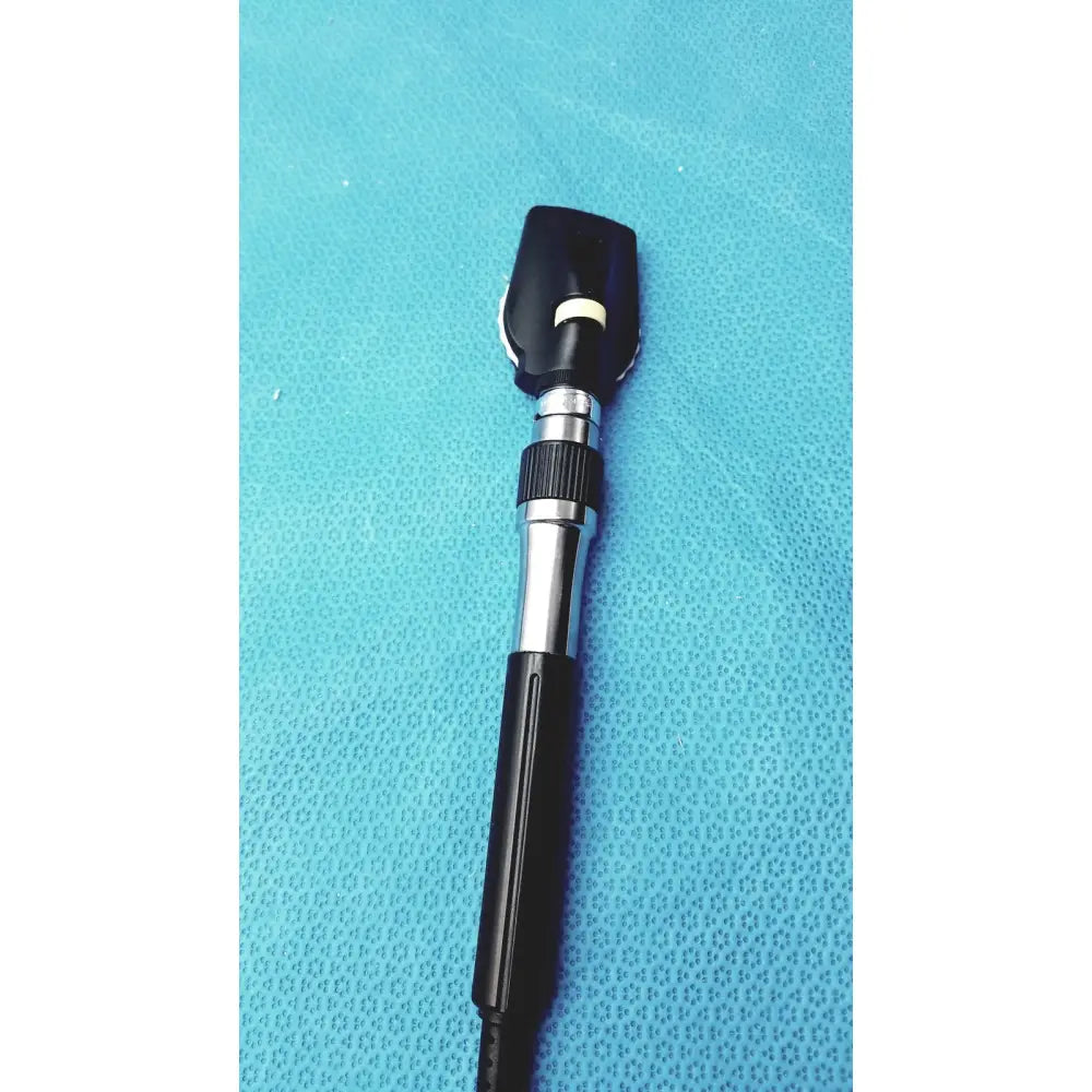 Black and silver handheld ophthalmoscope with textured grip for welch allyn wall transformer reuse medical use