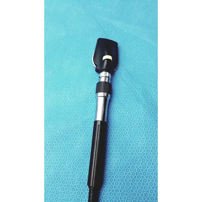 Black and silver handheld ophthalmoscope with textured grip for welch allyn wall transformer reuse medical use