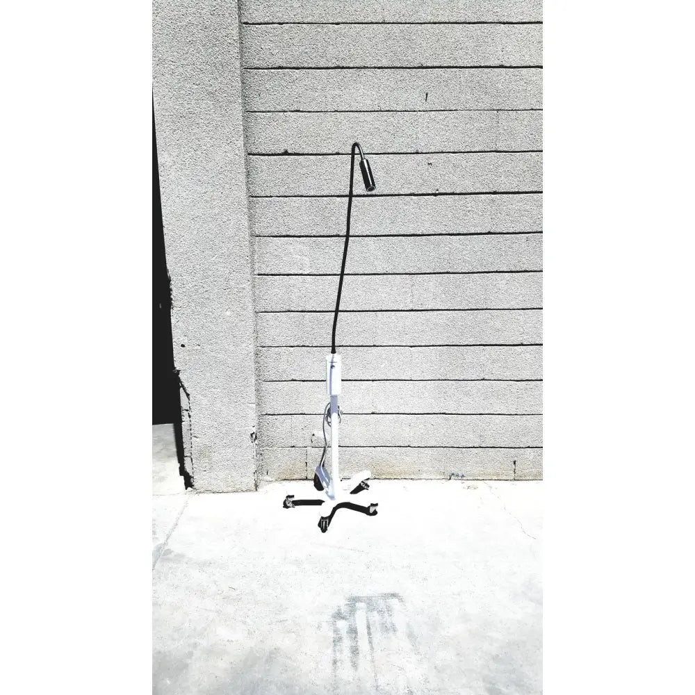 White gooseneck floor lamp with black cord and adjustable arm for welch allyn gs exam light iv reuse medical use