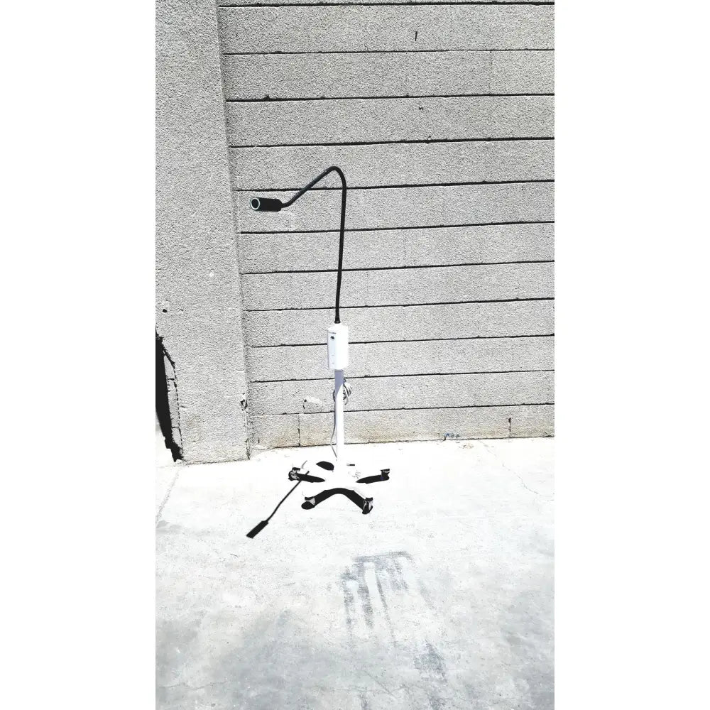 Black and white adjustable floor lamp with flexible gooseneck arm for welch allyn gs exam light use