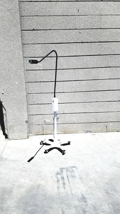 Black and white adjustable floor lamp with flexible gooseneck arm for welch allyn gs exam light use