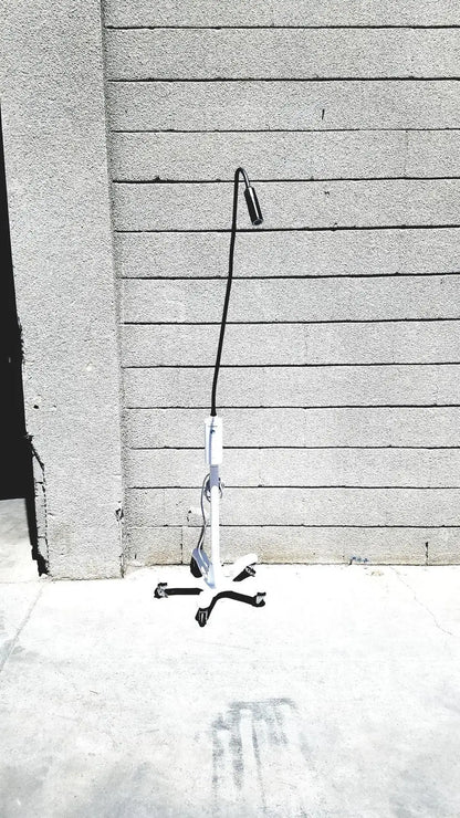 White gooseneck floor lamp with black cord and adjustable arm for welch allyn gs exam light iv reuse medical use