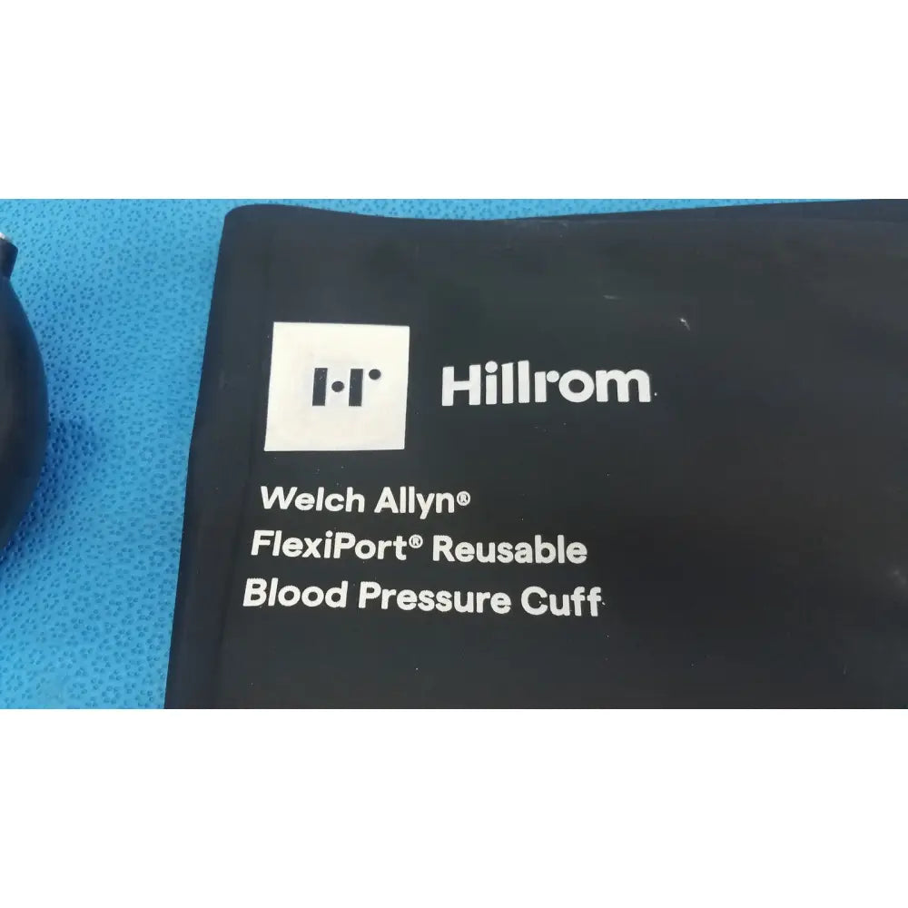 Black welch allyn hillrom flexiport reusable blood pressure cuff packaging for thigh 13 with inflation bulb