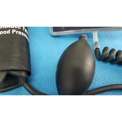 Black rubber blood pressure cuff inflation bulb with coiled tubing for welch allyn large adult blood pressure cuff