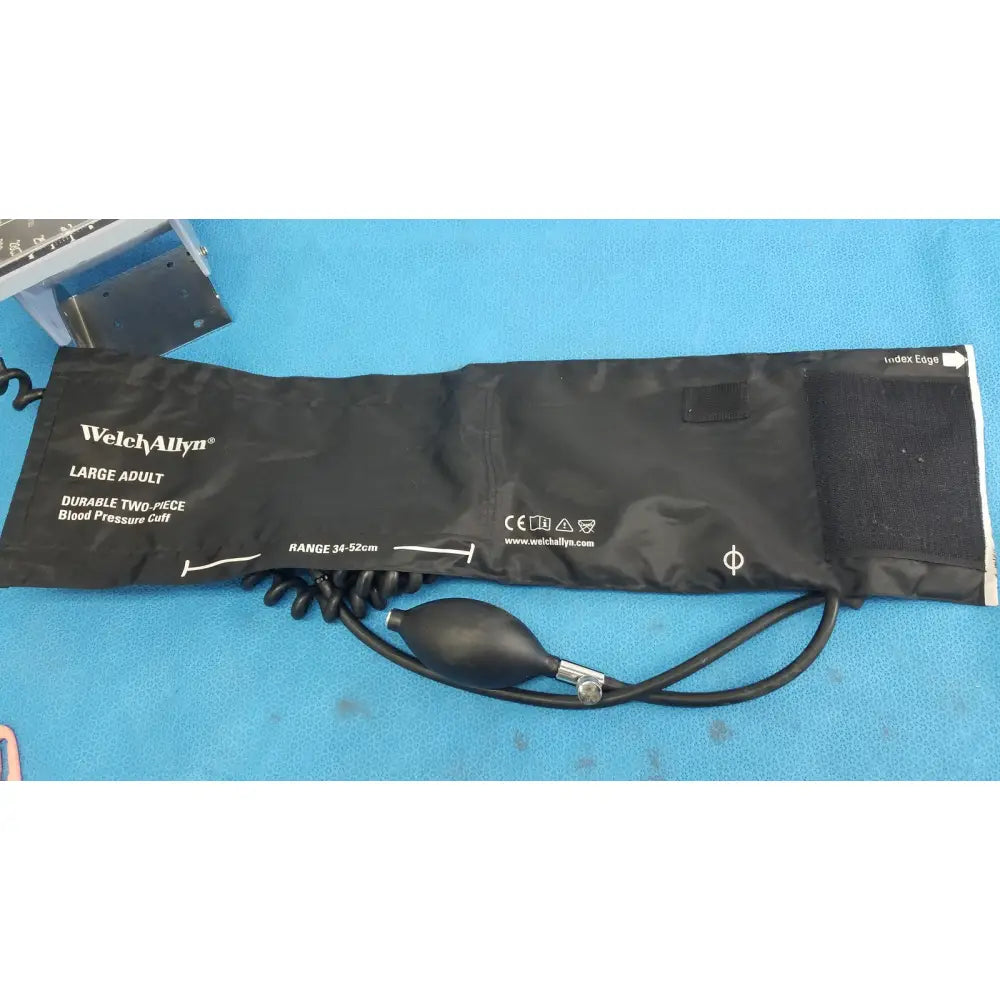 Black welch allyn large adult blood pressure cuff with durable two-piece design, coiled tube, and bulb for accurate readings